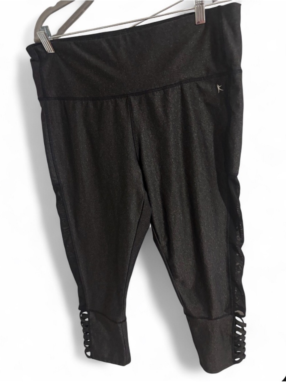 Danskin Now grey Capri Leggings with Lattice Hem